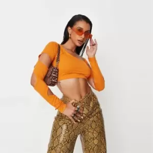 Missguided Cut Out Arm Crop Top - Orange