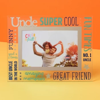 6" x 4" Cheerful Glass Photo Frame - Uncle