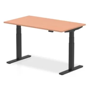 Air 1400 x 800mm Height Adjustable Desk Beech Top Black Leg