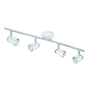 4 Light Adjustable Ceiling Spotlight Bar Chrome, White, GU10