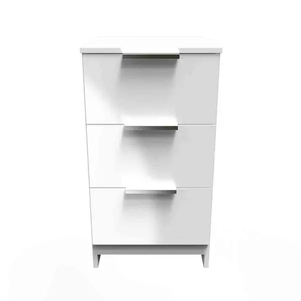 Welcome Furniture Ready Assembled Plymouth 3 Drawer Bedside Cabinet In White Gloss