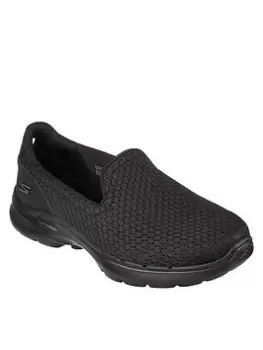 Skechers Go Walk 6 Sea Coast Plimsolls, Black, Size 8, Women