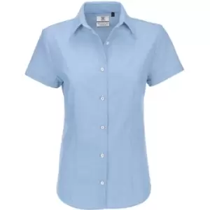 B&C Ladies Oxford Short Sleeve Shirt / Ladies Shirts (XL) (Blue Chip)