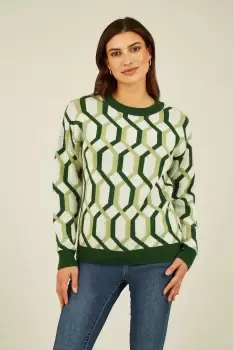 Green Retro Pattern Jumper