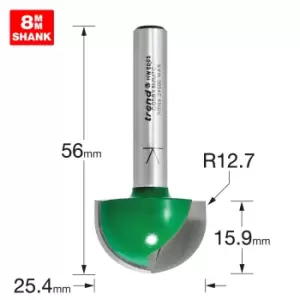 Trend CRAFTPRO Radius Router Cutter 25.4mm 15.9mm 8mm