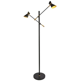 Searchlight Diablo - LED 2 Light Floor Lamp Matt Black, Gold