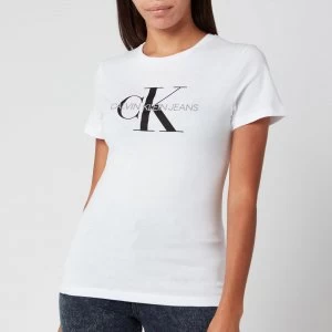 Calvin Klein Jeans Womens Monogram Logo Regular Fit T-Shirt - Bright White - L