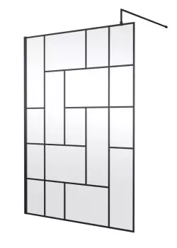 Hudson Reed 1400mm Abstract Frame Wetroom Screen - Matt Black