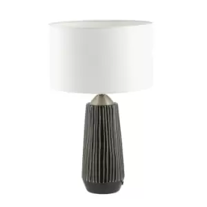 Marcel Textured Stripe Ceramic Table Lamp Grey/White