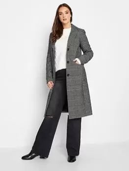 Long Tall Sally Check City Coat - Black/White, Size 16, Women