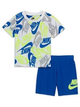 Boys, Nike Younger Boy Futura Toss Printed 2 Piece Short Set - Blue Size 12 Months