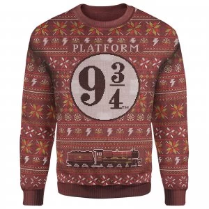 Harry Potter Platform 9 3/4 Christmas Knitted Jumper - Burgundy - M