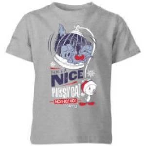 Looney Tunes Tweety Pie Pussy Cat Kids Christmas T-Shirt - Grey - 7-8 Years