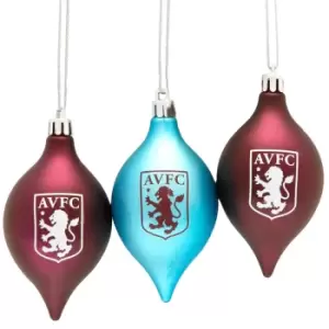 Aston Villa FC Vintage Christmas Bauble (Pack of 3) (One Size) (Claret Red/Blue)