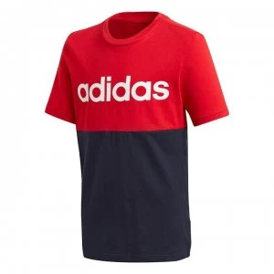adidas Boys Linear Colorblock T-Shirt - Navy/Red