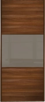 Wickes Sliding Wardrobe Door Wideline Walnut Panel and Cappuccino Glass - 2220 x 762mm