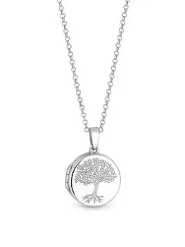 Simply Silver Sterling Silver 925 Embossed Tree Of Love Locket Necklace