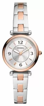 Fossil ES5201 Womens Carlie Silver Dial Two Tone Watch