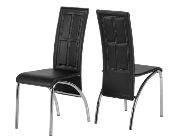 Seconique A3 Set of 2 Black Leather and Chrome Dining Chairs