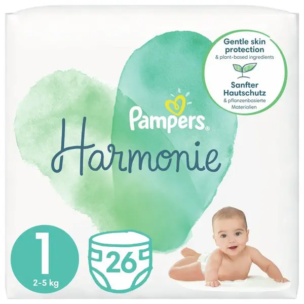 Pampers Harmonie Size 1 Carry Pack 26 Nappies