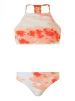 Monsoon Girls Storm Arianna Tie Dye Crochet Bikini - Coral, Size Age: 13-14 Years, Women