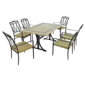 Charleston 6 Seater Dining Set with Ascot Chairs Brown and Black