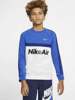 Nike Sportswear Air Older Boys Crew Neck Sweatshirt - Blue/White, Size XL, 15-16 Years