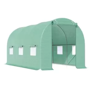 Outsunny 4.5m x 2m x 2m Walk-in Tunnel Greenhouse Garden Plant Growing House with Door and Ventilation Window, Green