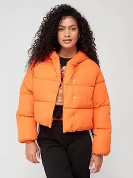 BOSS Patulla Logo Back Padded Jacket - Orange, Size 40, Women