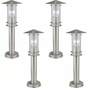 Loops - 4 pack IP44 Outdoor Bollard Light Stainless Steel 500mm 60W E27 Driveway Post