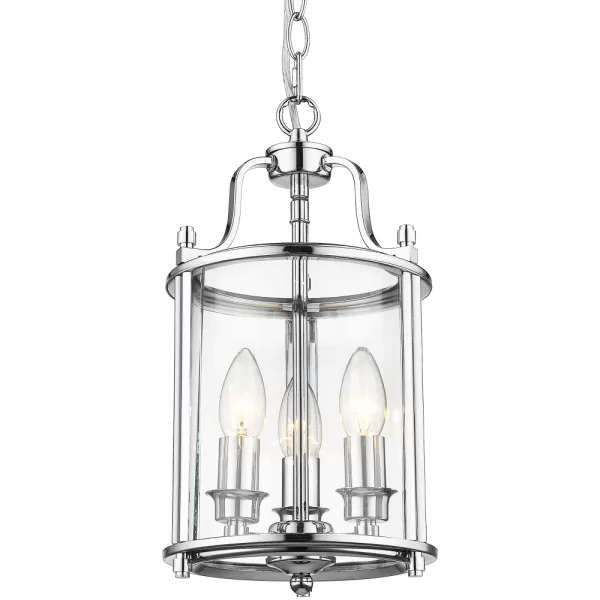 New York 3 Light Lanterns Pendant Ceiling Light Silver, E14