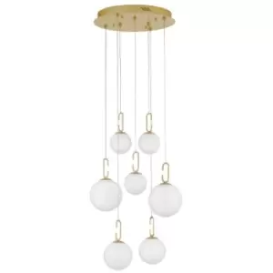 Merano - Georgia Integrated LED Pendant Ceiling Light Satin Gold Metal, Opal White Glass LED 52W 4815Lm 3000K