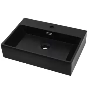 VidaXL Small Ceramic Basin with Faucet Hole - Black