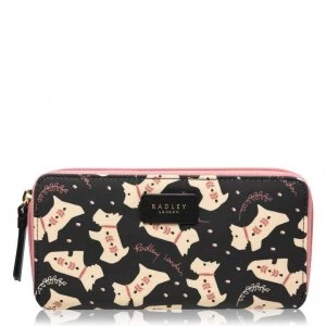 Radley Doggy Dot Large Zip Around Purse - Black