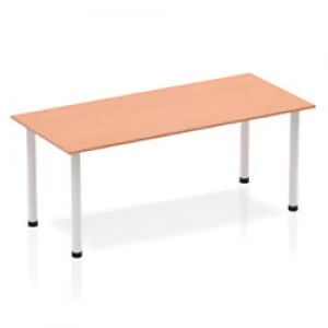 Impulse Straight Table 1800 Beech Post Leg Silver