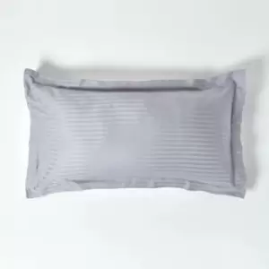 Grey Egyptian Cotton Satin Stripe King Size Oxford Pillowcase 330 Thread Count - Grey - Grey - Homescapes