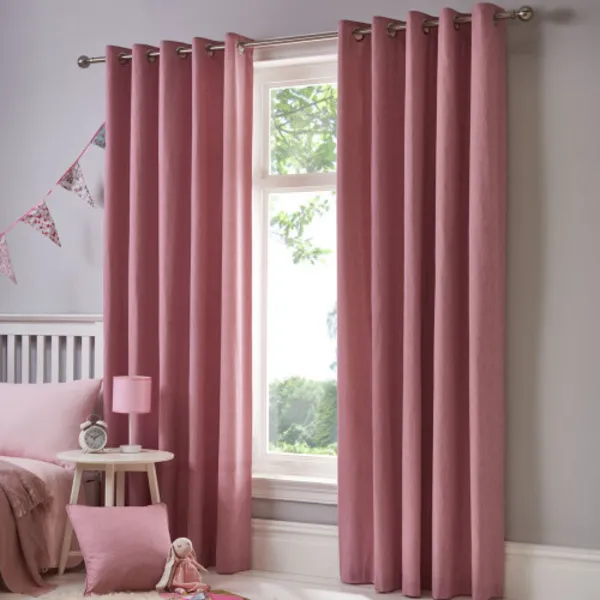 Fusion Sorbonne 100% Cotton Eyelet Lined Curtains, Blush, 46 x 72" - Fusion SNEBH46726LUU