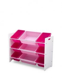 Mysize Mysize 9 Plastic Bin Organizer- White/Pink