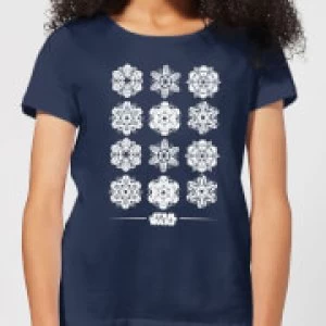 Star Wars Snowflake Womens Christmas T-Shirt - Navy - M