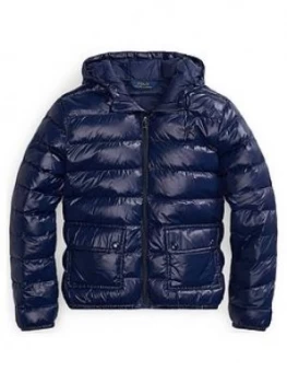 Ralph Lauren Girls Classic Hooded Packable Jacket - Navy, Size 12-14 Years, L, Women