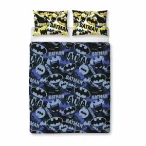 Batman Reversible Camo Duvet Cover Set (Single) (Blue/Yellow/Black)