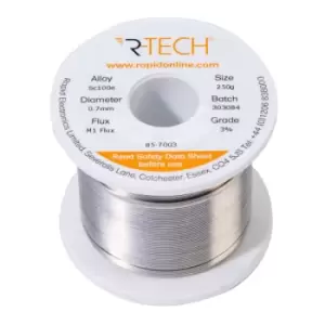 R-TECH 857003 SC100e Solder 3% M1 Flux 0.5-2% Halide 0.7mm 250g Reel