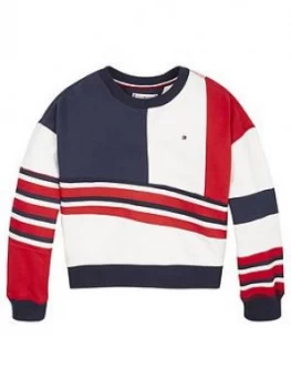 Tommy Hilfiger Girls Colourblock Crew Sweat Top - Multi, Size Age: 12 Years, Women