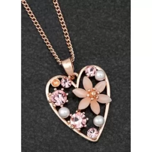 Boho Chic Rose Gold Plated Floral Heart Necklace