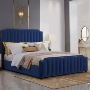 Klara Upholstered Beds - Plush Velvet, Super King Size Frame, Blue - Blue