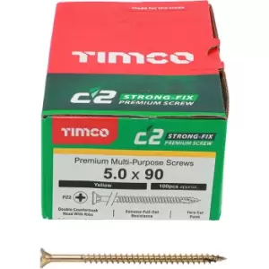 Timco Yellow C2 Strong-Fix Double Countersunk PZ2 Screws - 5 x 90mm ( 100 Box )