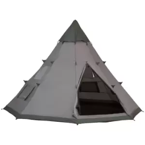 Outsunny 6 Men Tipi Tent w/ Mesh Windows - Green/Grey