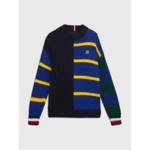 Tommy Hilfiger Multi Stripe Varsity Sweater - Blue