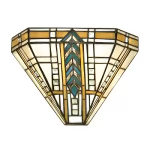 Lloyd 1 Light Indoor Wall Uplighter Dark Bronze with Tiffany Glass, E14