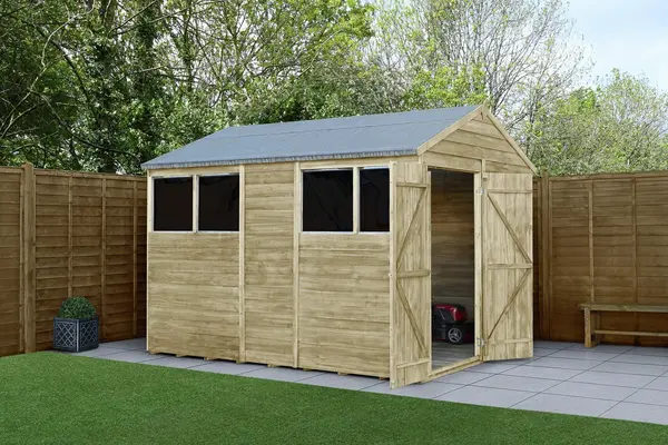 Forest Garden Forest 4Life Overlap Pressure Treated Apex Shed - 10 x 6ft